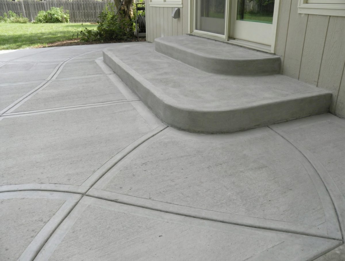Stamped concrete patio and steps