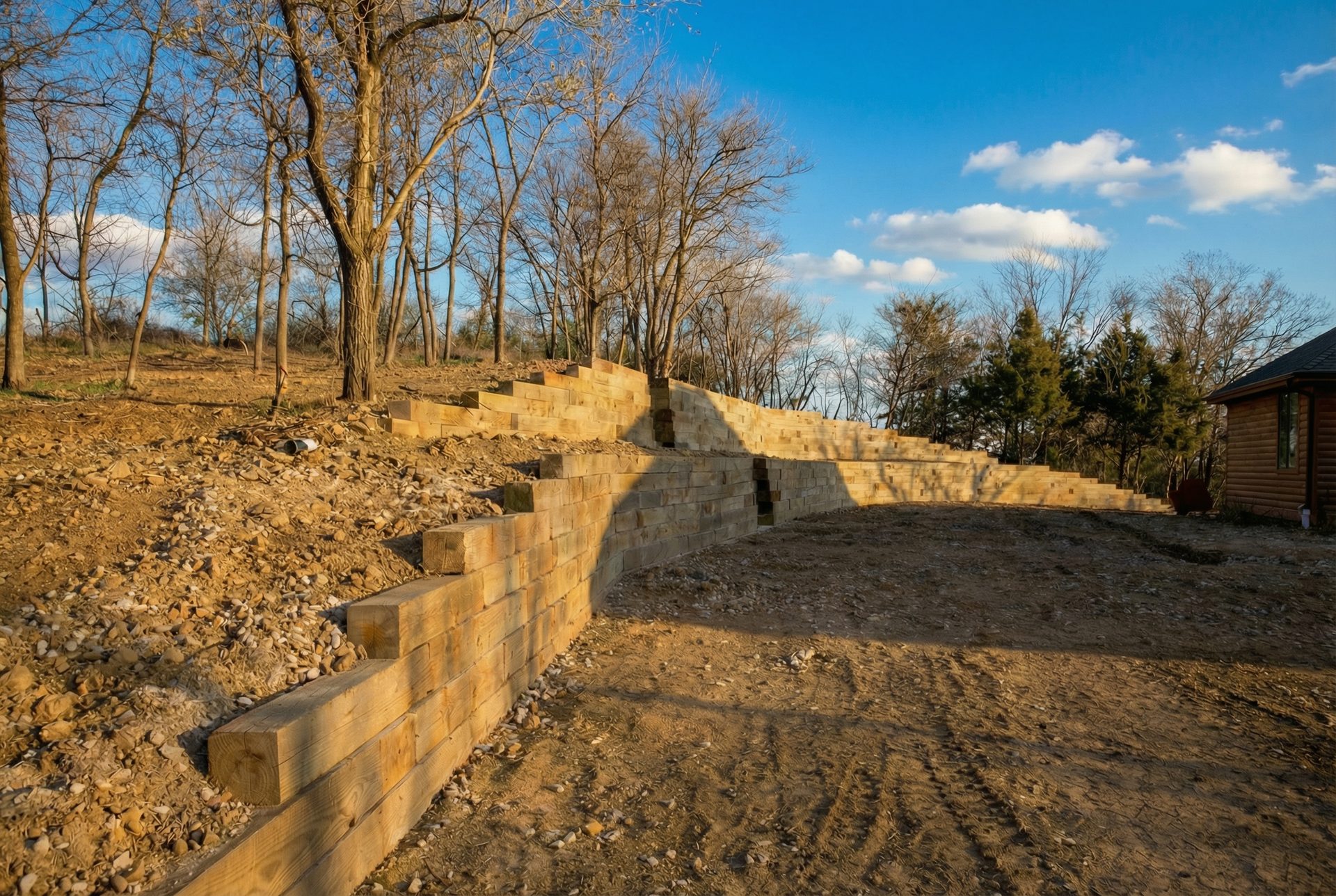 Timber retaining wall in Omaha